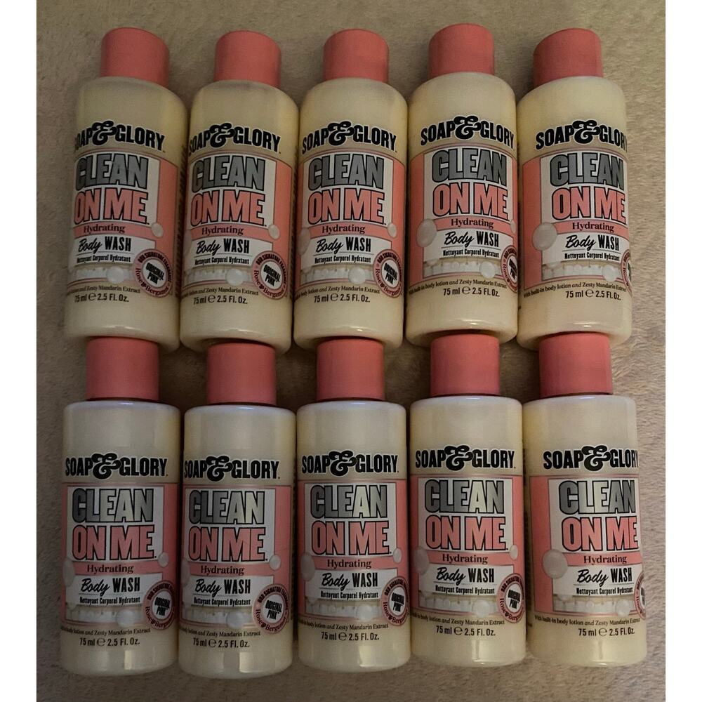 10 New SOAP & GLORY UK mini Lotion Body Wash CLEAN ON ME Hydrating Mandarin 75ML